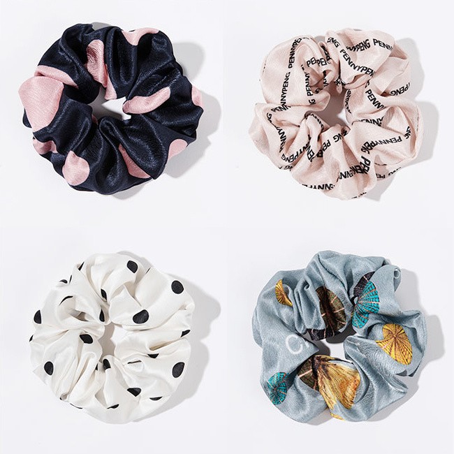 Scrunchies de seda estampados -1